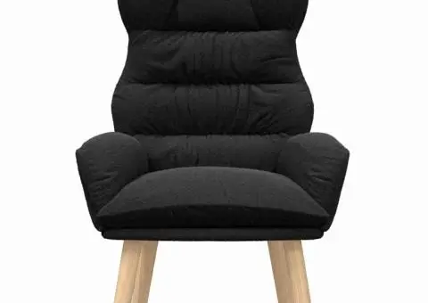 Fotoliu de relaxare, negru, material similar lână - 4/5