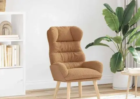 Fotoliu de relaxare, bej, material similar lână - 1/5