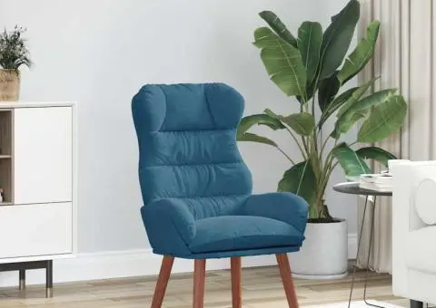 fotoliul confortabil din catifea albastră - 1/5