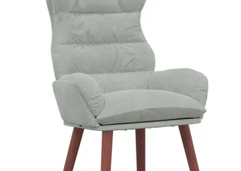 Scaun de relaxare Gri deschis din catifea - 2/5