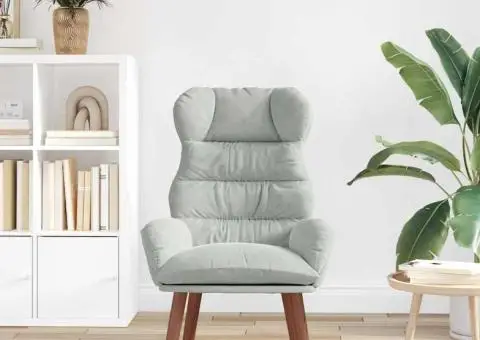 Scaun de relaxare Gri deschis din catifea - 3/5