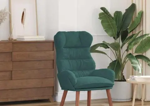 Fotoliu Relaxant Verde închis din Catifea - 1/5