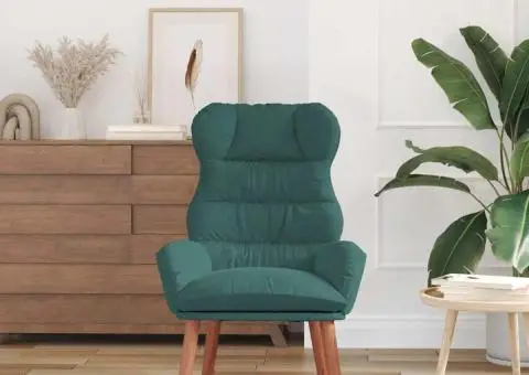 Fotoliu Relaxant Verde închis din Catifea - 3/5