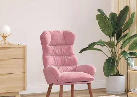 Fotoliu Relaxant din Catifea Roz - 1/5