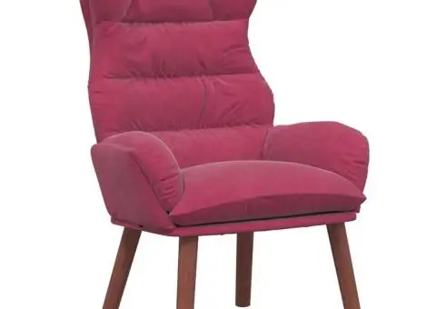 Fotoliu Relaxant Catifea Roșie - 2/5