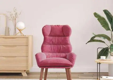 Fotoliu Relaxant Catifea Roșie - 3/5