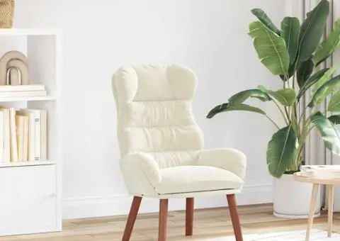 Fotoliu Relaxant din Catifea Crem - 1/5