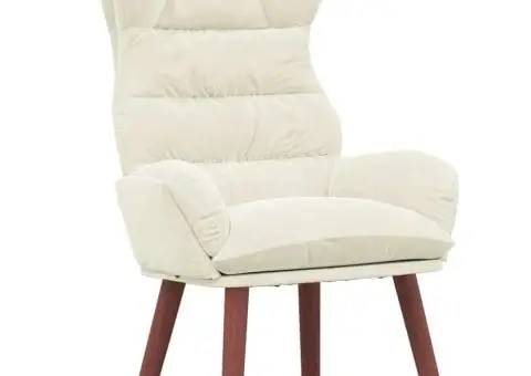 Fotoliu Relaxant din Catifea Crem - 2/5