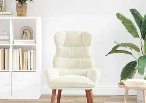 Fotoliu Relaxant din Catifea Crem - 3/5