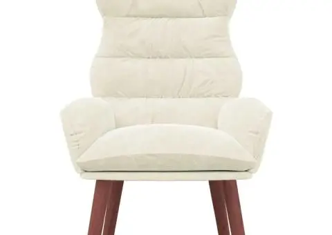 Fotoliu Relaxant din Catifea Crem - 4/5