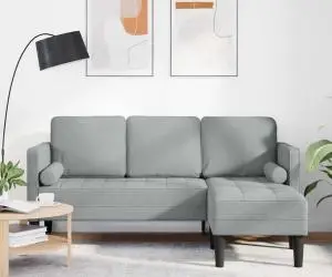 vidaXL Canapea formă L, 3 locuri, gri deschis, 160 cm, textil