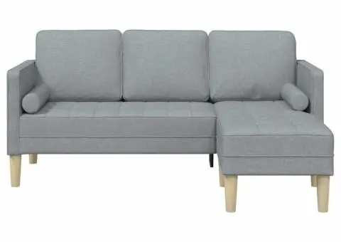 Canapea formă L, 3 locuri, gri deschis, 160 cm, textil - 4/5