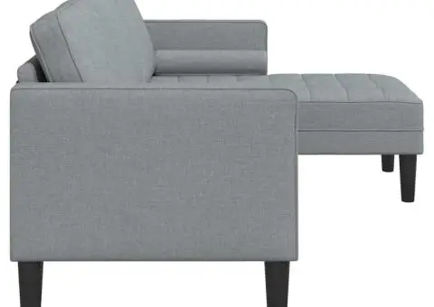 Canapea formă L, 3 locuri, gri deschis, 160 cm, textil - 5/5