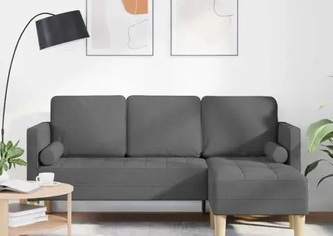 Canapea formă L, 3 locuri, gri închis, 160 cm, textil - 1/5