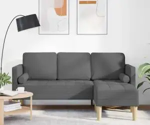 vidaXL Canapea formă L, 3 locuri, gri închis, 160 cm, textil