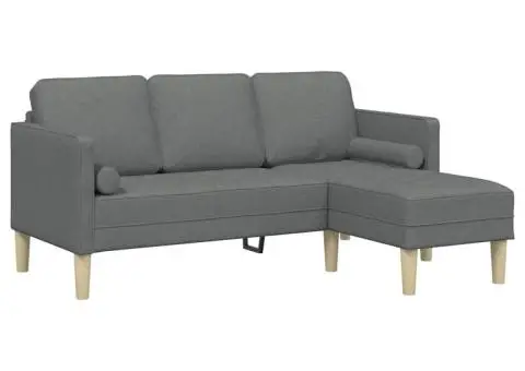 Canapea formă L, 3 locuri, gri închis, 160 cm, textil - 2/5