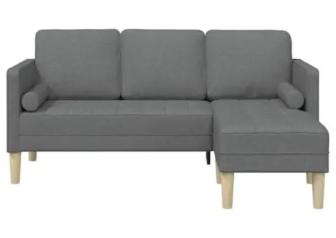 Canapea formă L, 3 locuri, gri închis, 160 cm, textil - 5/5