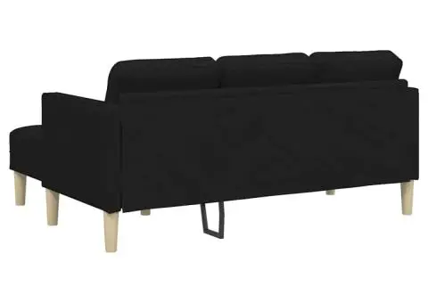 Canapea formă L, 3 locuri, negru, 160 cm, textil - 4/5