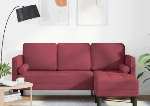 Canapea formă L, 3 locuri, bordo, 160 cm, textil - 1/5
