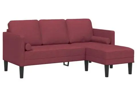 Canapea formă L, 3 locuri, bordo, 160 cm, textil - 2/5