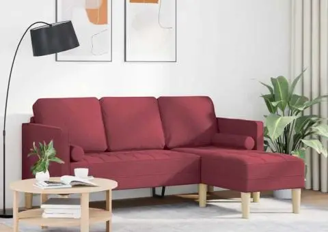 Canapea formă L, 3 locuri, bordo, 160 cm, textil - 3/5