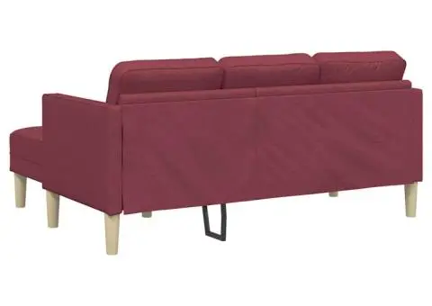 Canapea formă L, 3 locuri, bordo, 160 cm, textil - 4/5