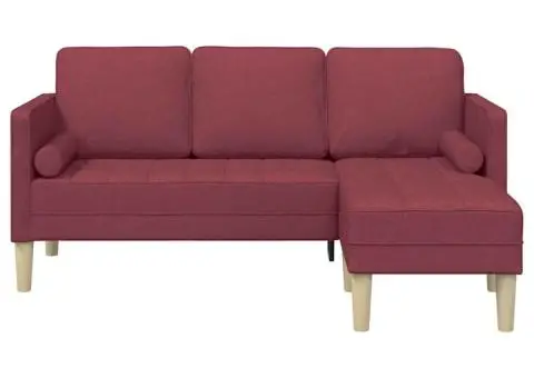 Canapea formă L, 3 locuri, bordo, 160 cm, textil - 5/5