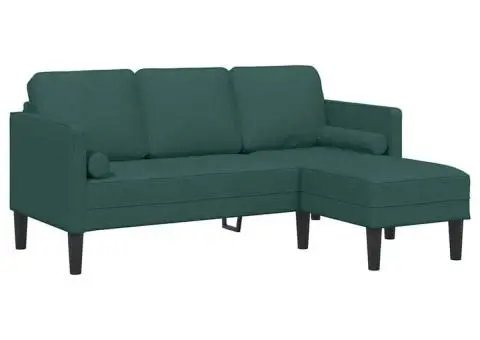 Canapea formă L, 3 locuri, verde închis, 160 cm, textil - 2/5