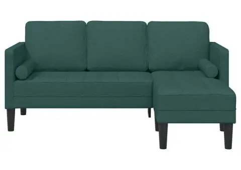 Canapea formă L, 3 locuri, verde închis, 160 cm, textil - 5/5