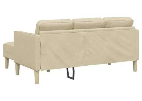 Canapea formă L, 3 locuri, crem, 160 cm, textil - 4/5