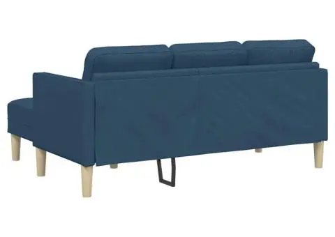 Canapea formă L, 3 locuri, albastru, 160 cm, textil - 4/5