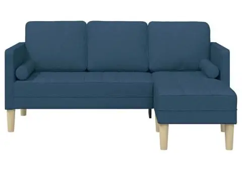 Canapea formă L, 3 locuri, albastru, 160 cm, textil - 5/5