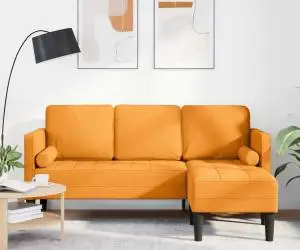 vidaXL Canapea formă L, 3 locuri, galben închis, 160 cm, textil