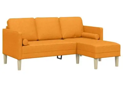 Canapea formă L, 3 locuri, galben închis, 160 cm, textil - 2/5