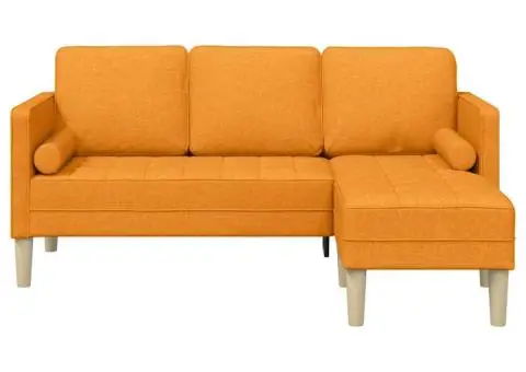 Canapea formă L, 3 locuri, galben închis, 160 cm, textil - 5/5