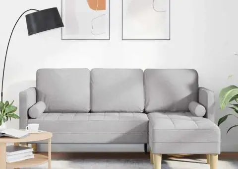 Canapea formă L, 3 locuri, gri nor, 160 cm, textil - 1/5