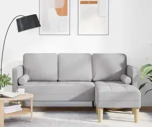 vidaXL Canapea formă L, 3 locuri, gri nor, 160 cm, textil