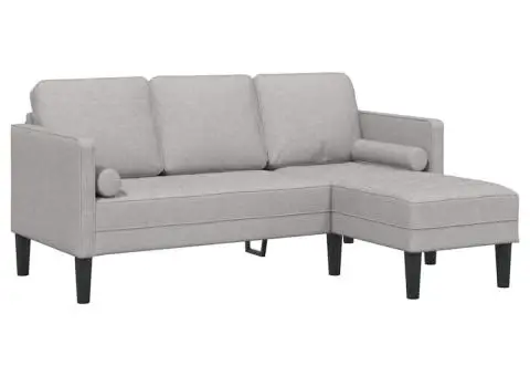 Canapea formă L, 3 locuri, gri nor, 160 cm, textil - 2/5