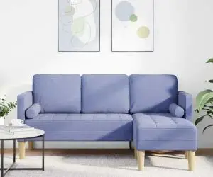vidaXL Canapea formă L, 3 locuri, albastru denim, 160 cm, textil