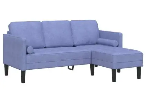 Canapea formă L, 3 locuri, albastru denim, 160 cm, textil - 2/5