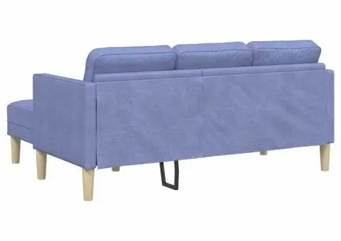 Canapea formă L, 3 locuri, albastru denim, 160 cm, textil - 4/5