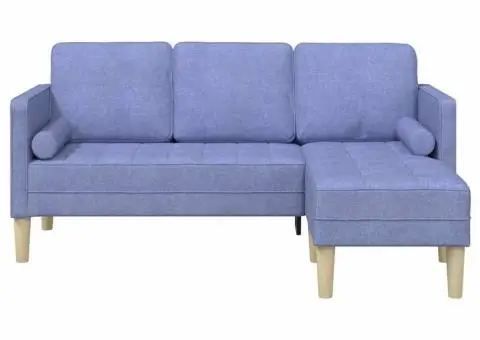 Canapea formă L, 3 locuri, albastru denim, 160 cm, textil - 5/5