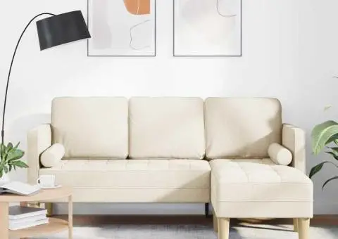 Canapea formă L, 3 locuri, 160 cm, pânză - 1/5