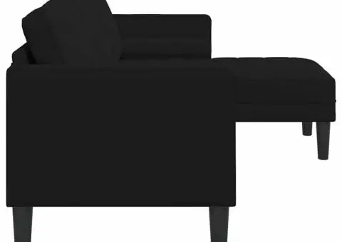 Sofa cu 3 locuri cu Chaise în formă de L Neagră 160 cm Catifea - 5/5