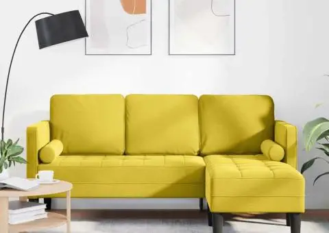 Canapea în formă de L Galben 173x131x67 cm Catifea - 1/5