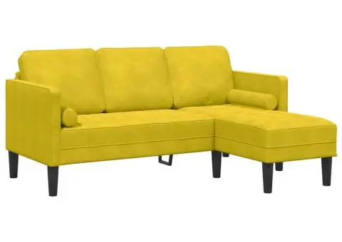 Canapea în formă de L Galben 173x131x67 cm Catifea - 2/5