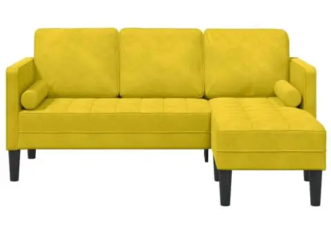 Canapea în formă de L Galben 173x131x67 cm Catifea - 4/5