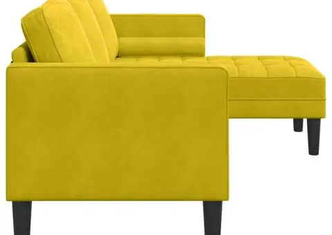 Canapea în formă de L Galben 173x131x67 cm Catifea - 5/5