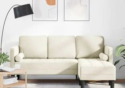 Canapea L Crem 173x131x67 cm Catifea - 1/5