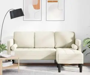 vidaXL Canapea L Crem 173x131x67 cm Catifea